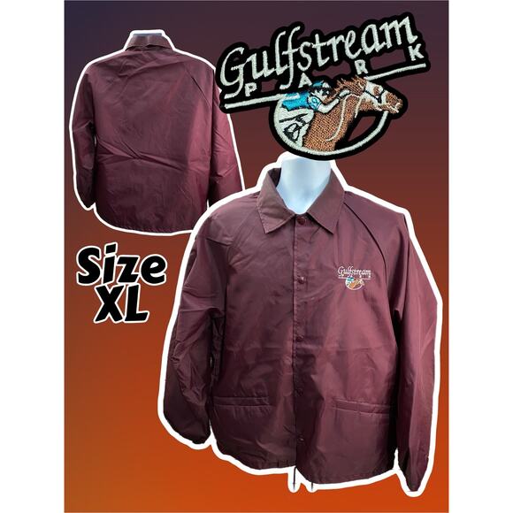 VTG Florida Derby Jacket Mens XL Purple Button Gulfstream Park Horses Racing USA - Picture 1 of 12